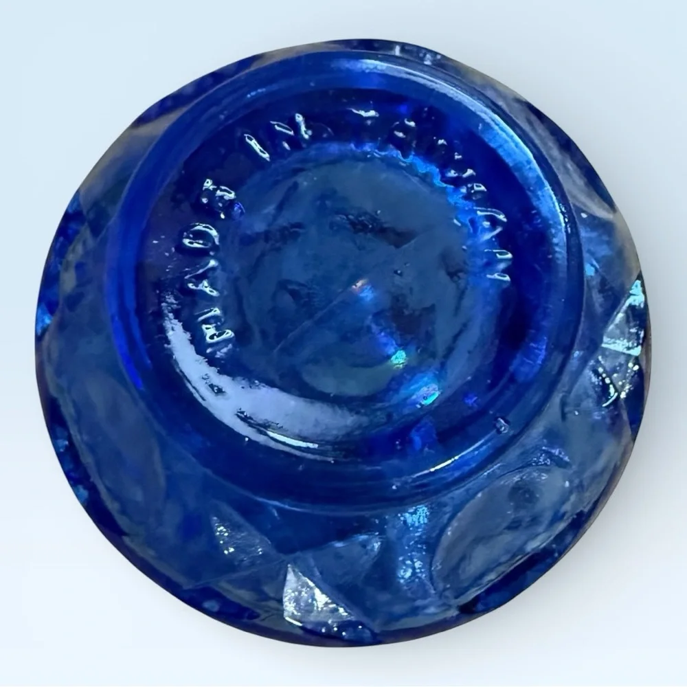 Vintage Cobalt Blue Thumbprint 4” Vase